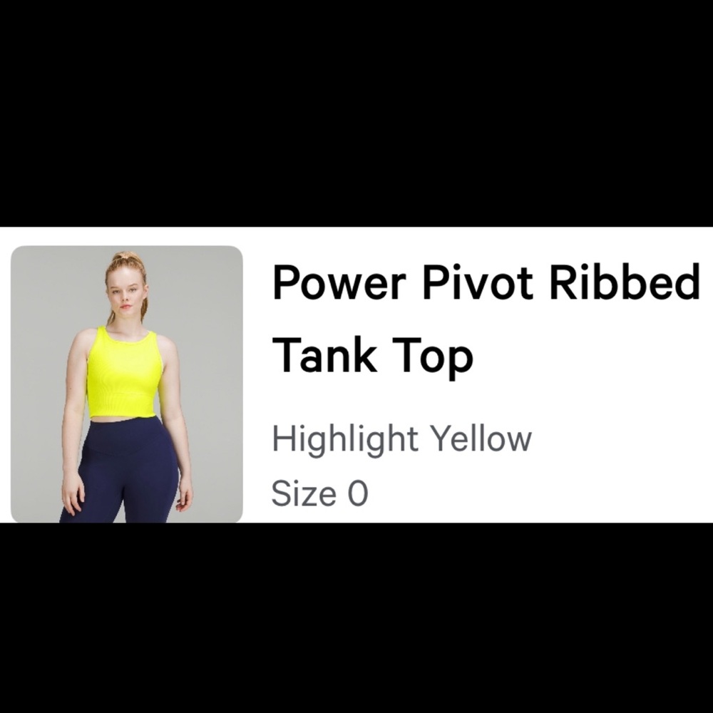 Lululemon Athletica Yellow Ribbed Fitted Tank Top